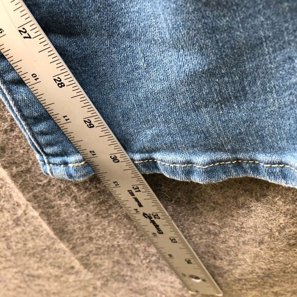 Levi's 726 High Rise Flare Jean Womens 32 Blue Light Wash Ripped Knee Distressed - Picture 11 of 14